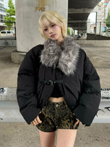 ベルトストラップファータッチカラーブルゾン - ブラック