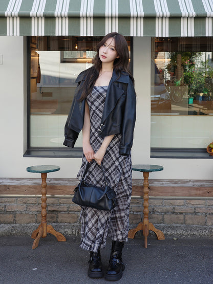 レザータッチビッグカラージャケット