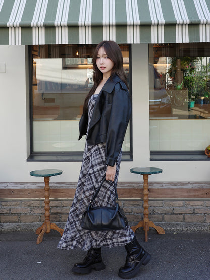 レザータッチビッグカラージャケット