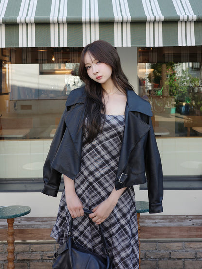 レザータッチビッグカラージャケット