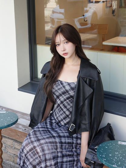 レザータッチビッグカラージャケット