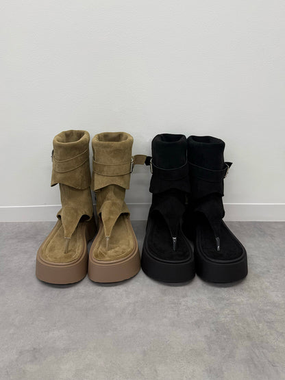 スエードライクトングブーツサンダル