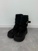 スエードライクトングブーツサンダル - ブラック