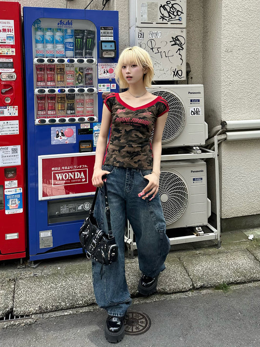 ビッグポケットカーブデニムパンツ