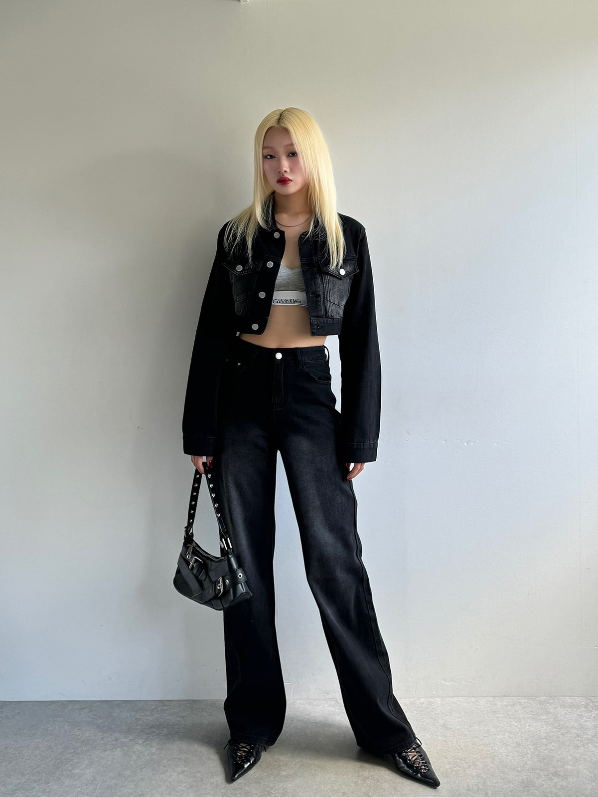 Cropped jacket denim set