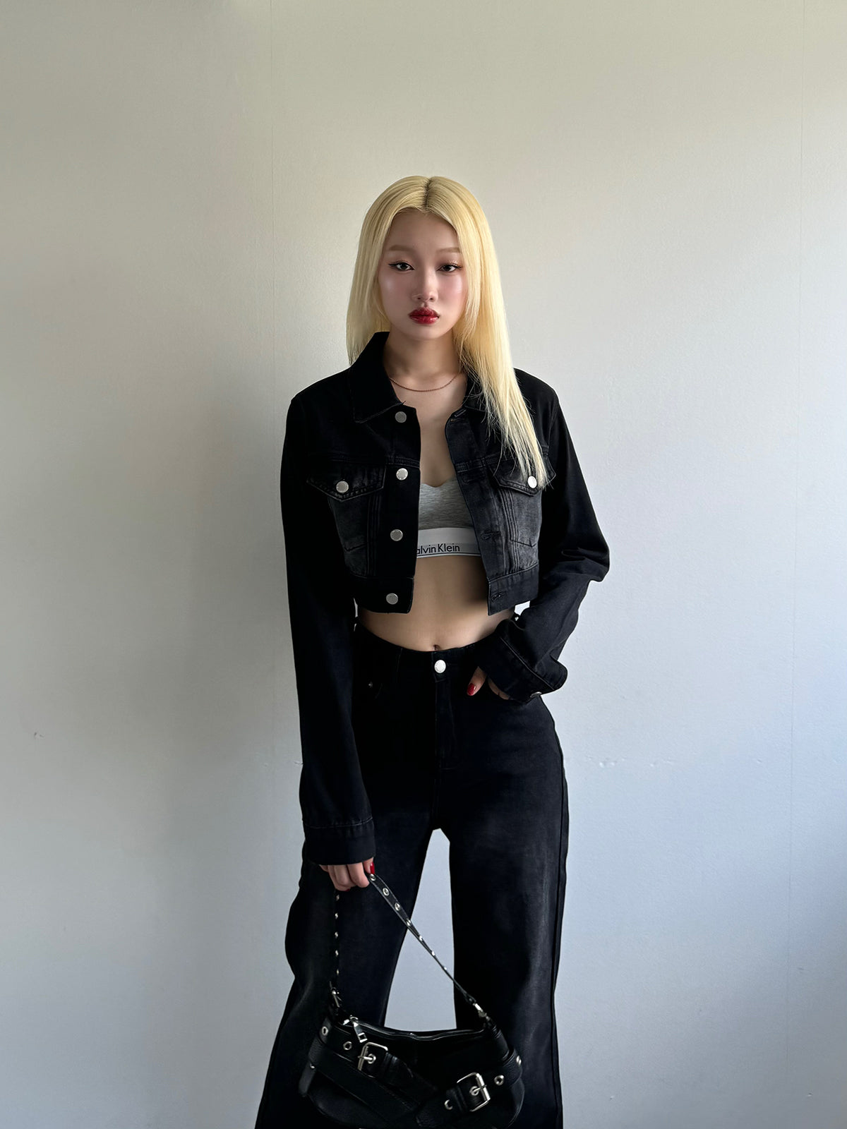 Cropped jacket denim set