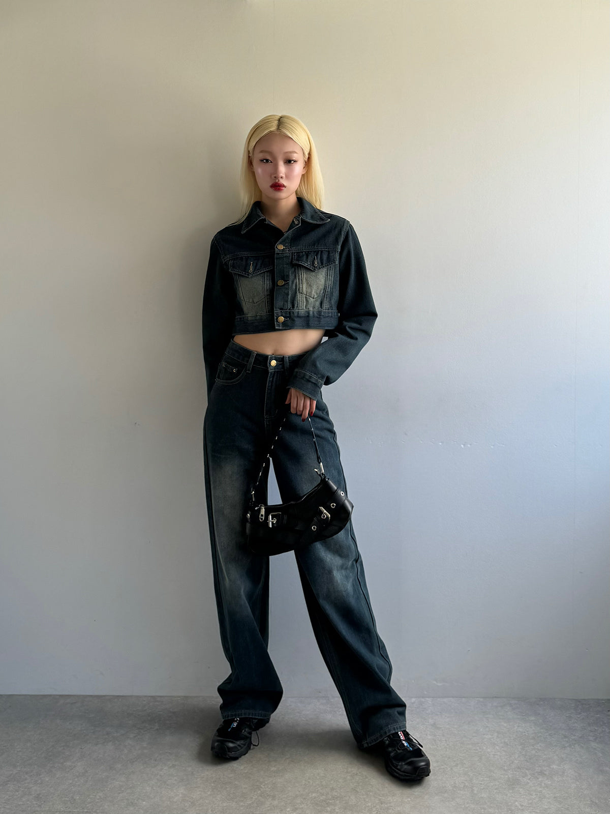 Cropped jacket denim set