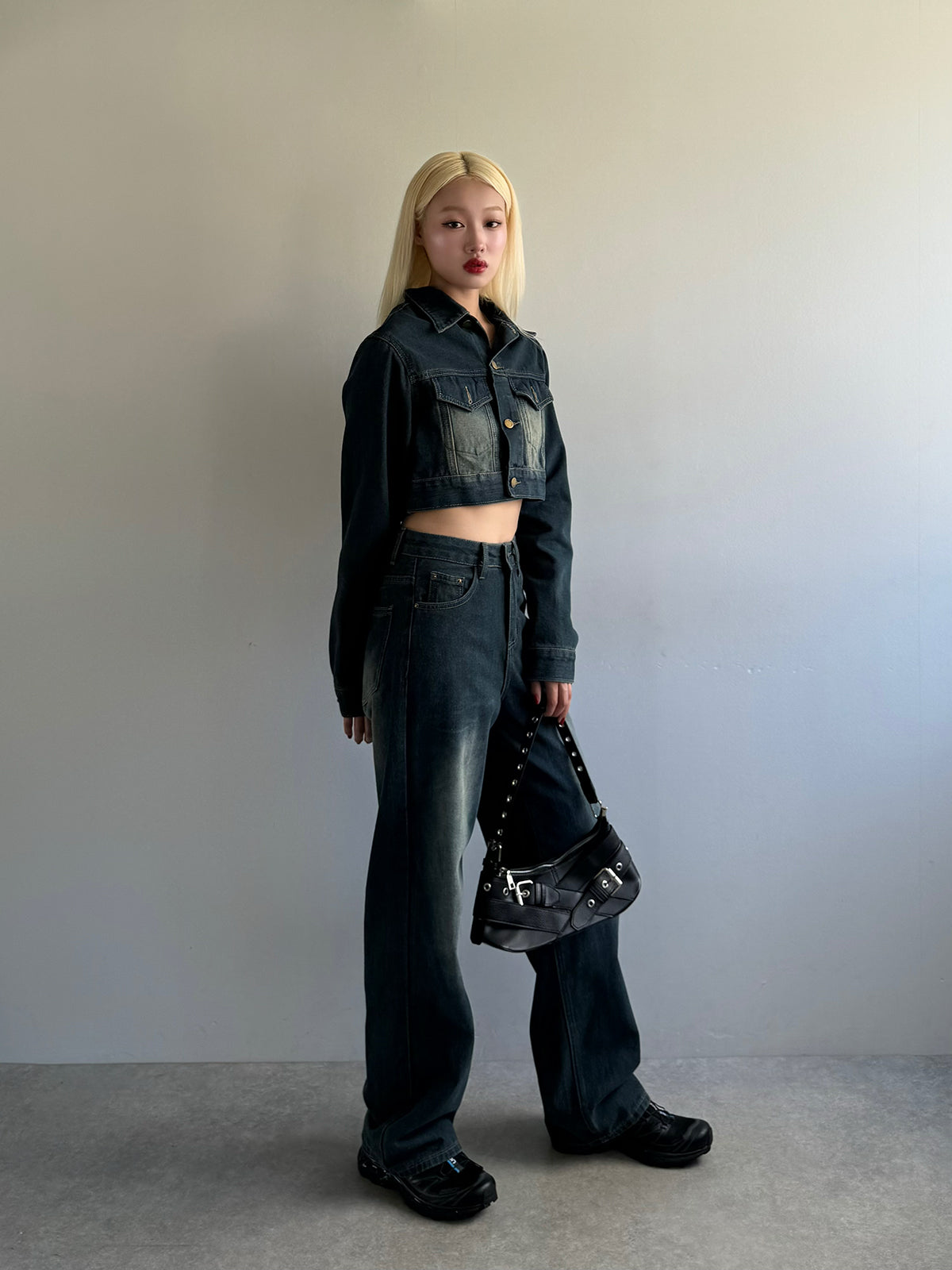 Cropped jacket denim set