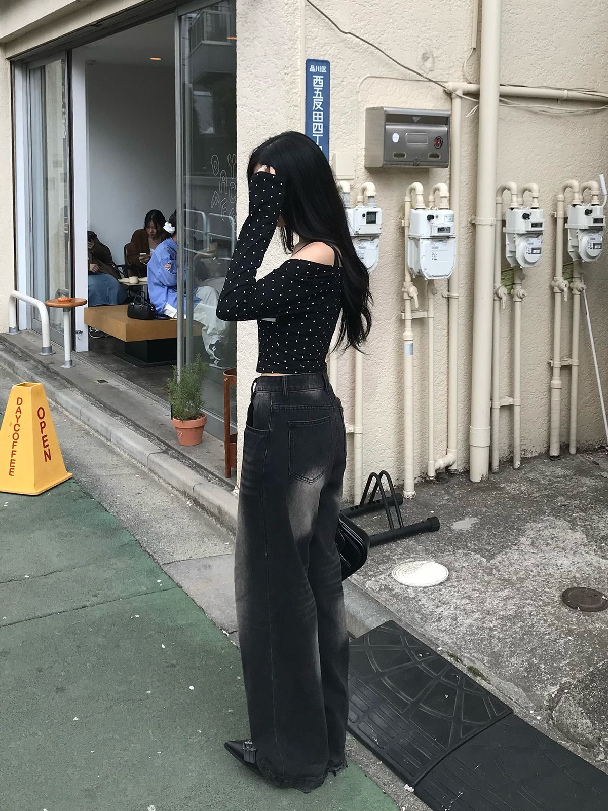 照片　圓點薄外套背心套裝