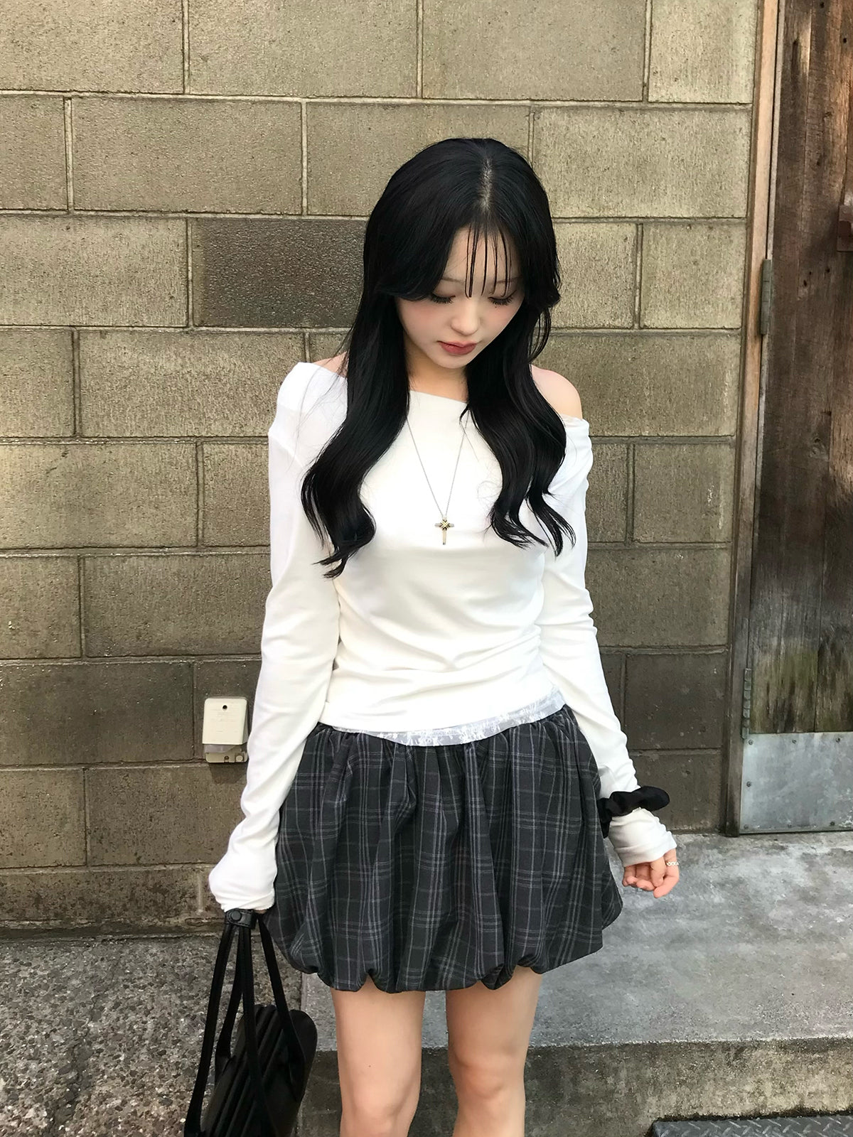 Balloon Check Skirt