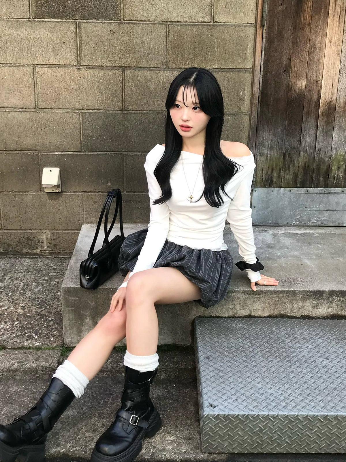 Balloon Check Skirt