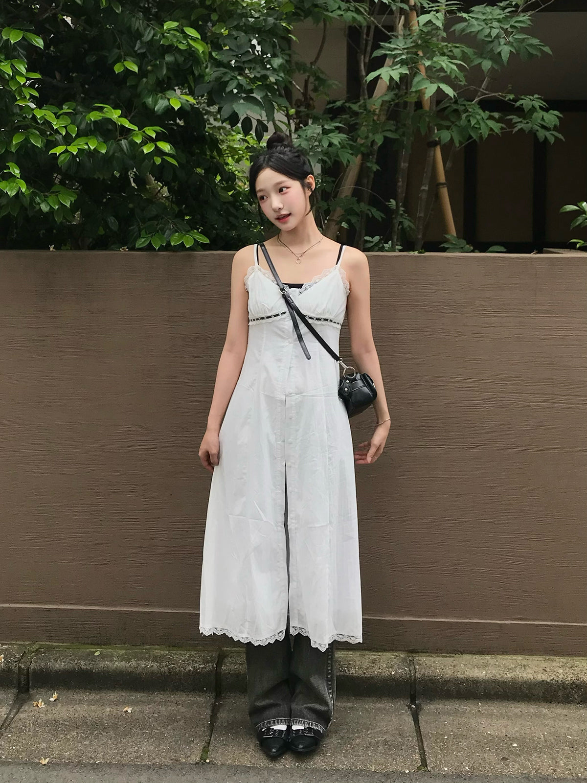 メッシュレースコンビワンピース
