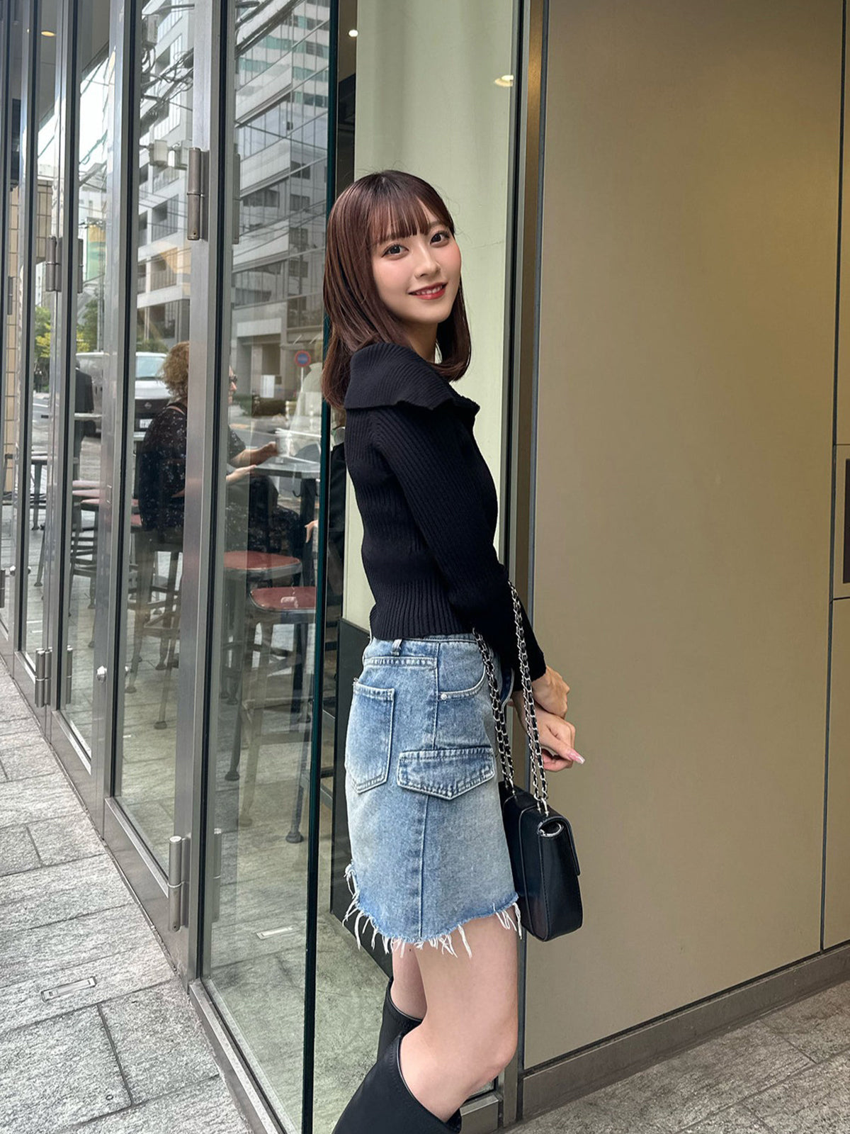 Zip-up rib knit top