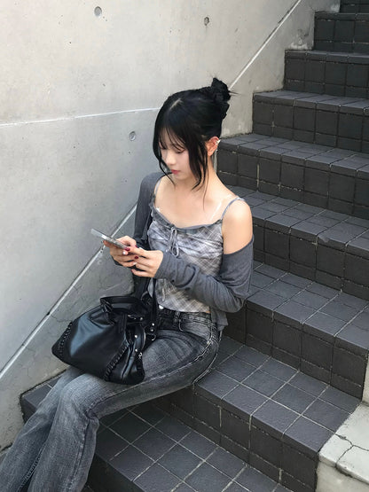 检查吊带套装开衫