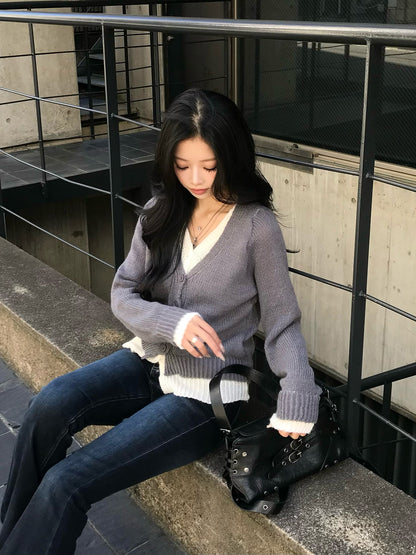 ダブルニットデザインカーディガン