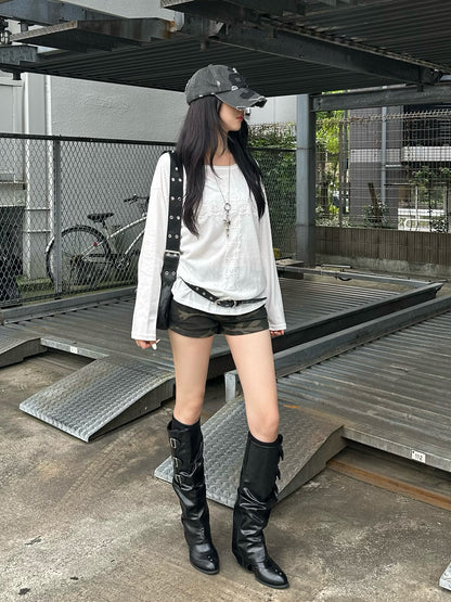 レースクロスロングスリーブTシャツ