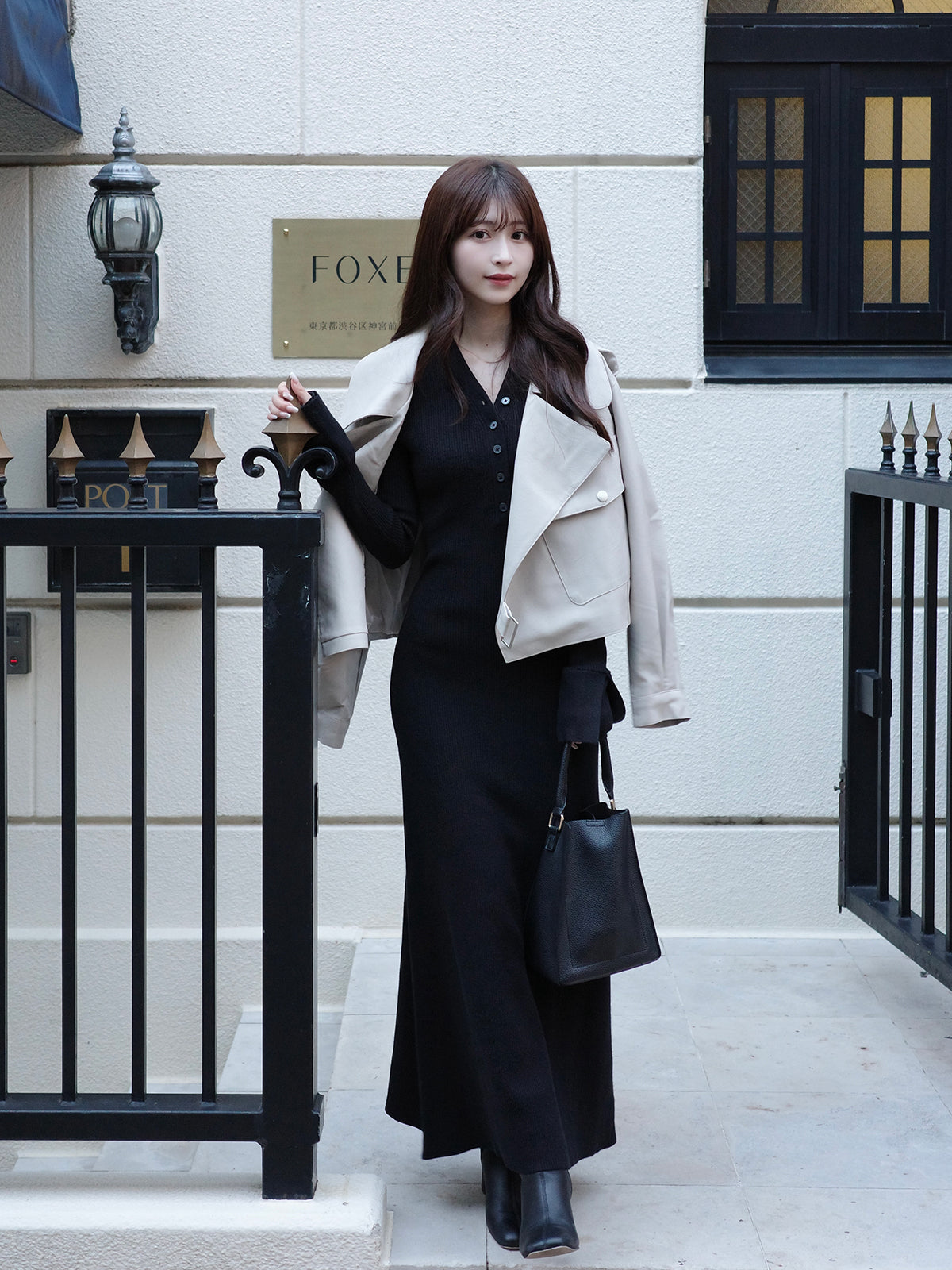 レザータッチビッグカラージャケット