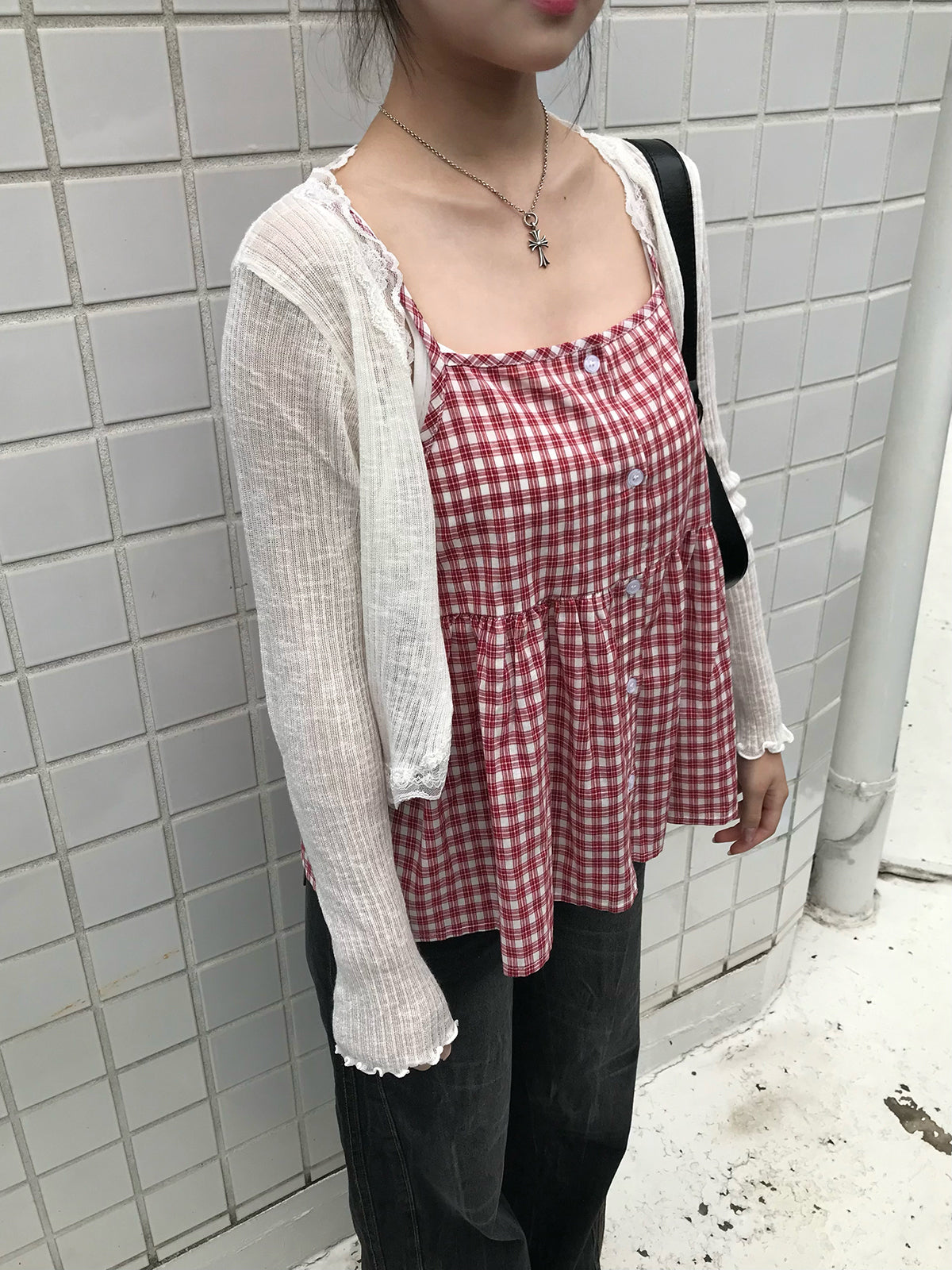 チェックキャミソールビスチェ