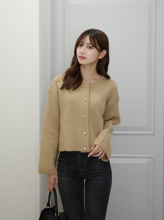 ラウンドネックボタンカーディガン