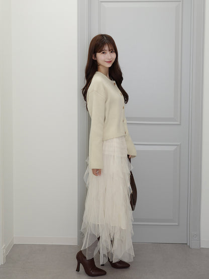 ラウンドネックボタンカーディガン