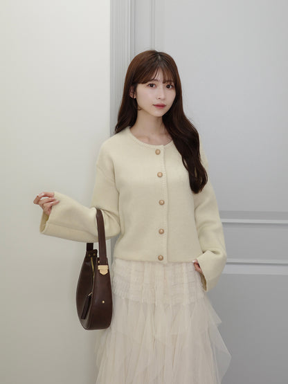 ラウンドネックボタンカーディガン