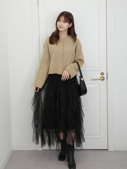 ラウンドネックボタンカーディガン