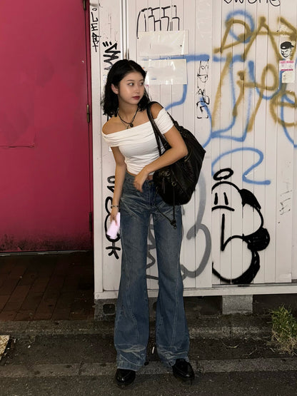 刮痕洗水牛仔褲
