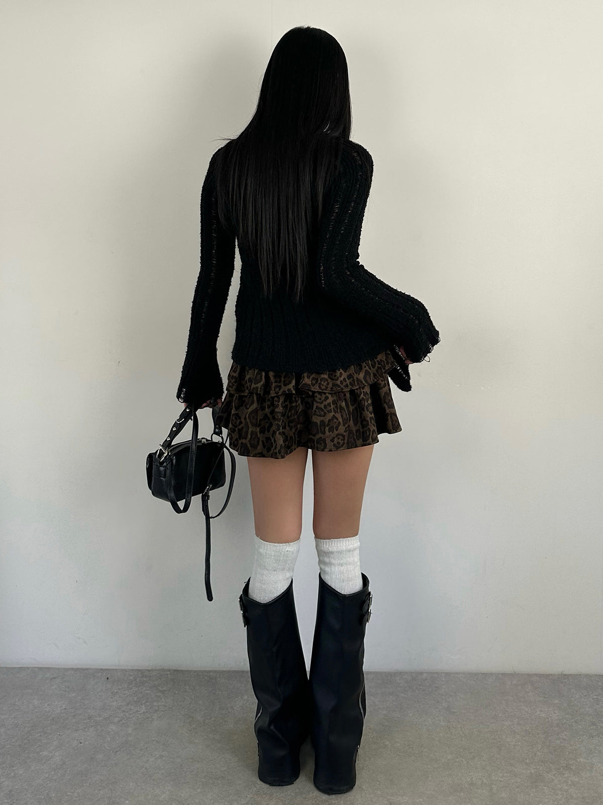 レオパードデザインフリルミニスカート