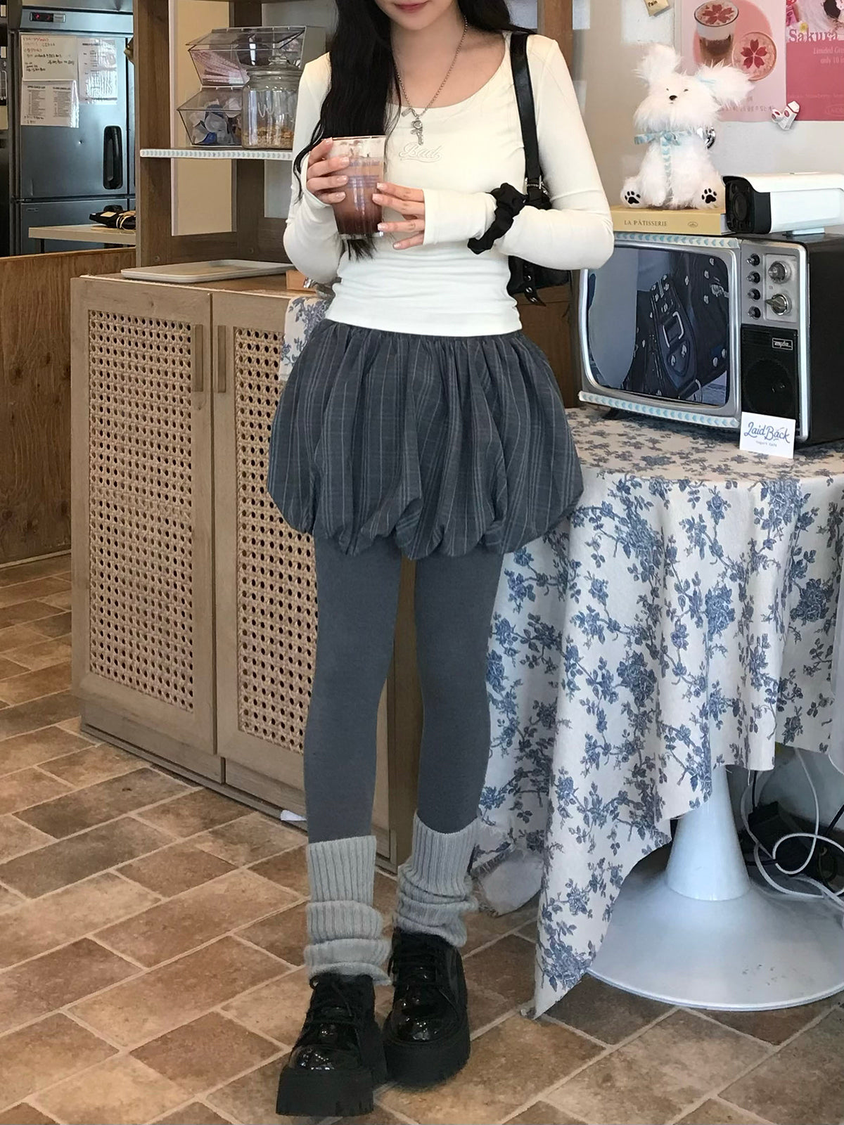 Balloon Check Skirt