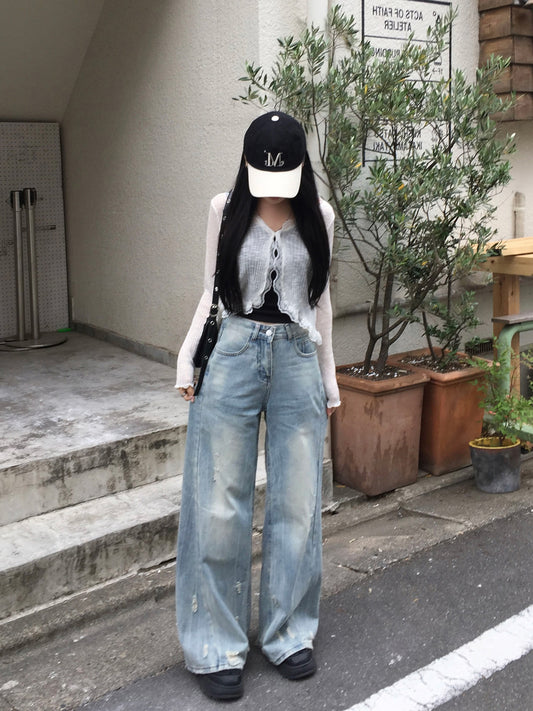 ダメージスクラッチデニムパンツ