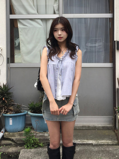 グラフチェックドッキングブラウス