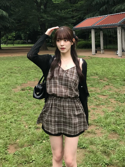 チェックキャミソールチュニック