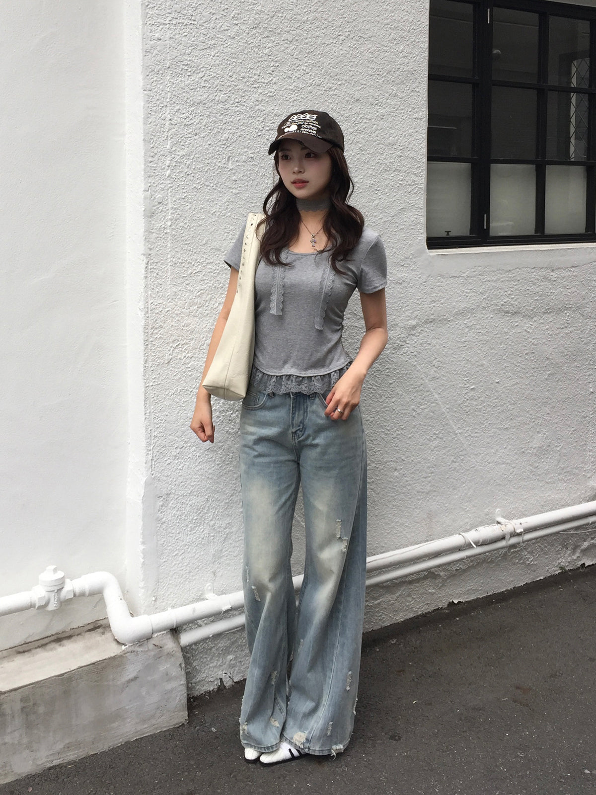 ダメージスクラッチデニムパンツ