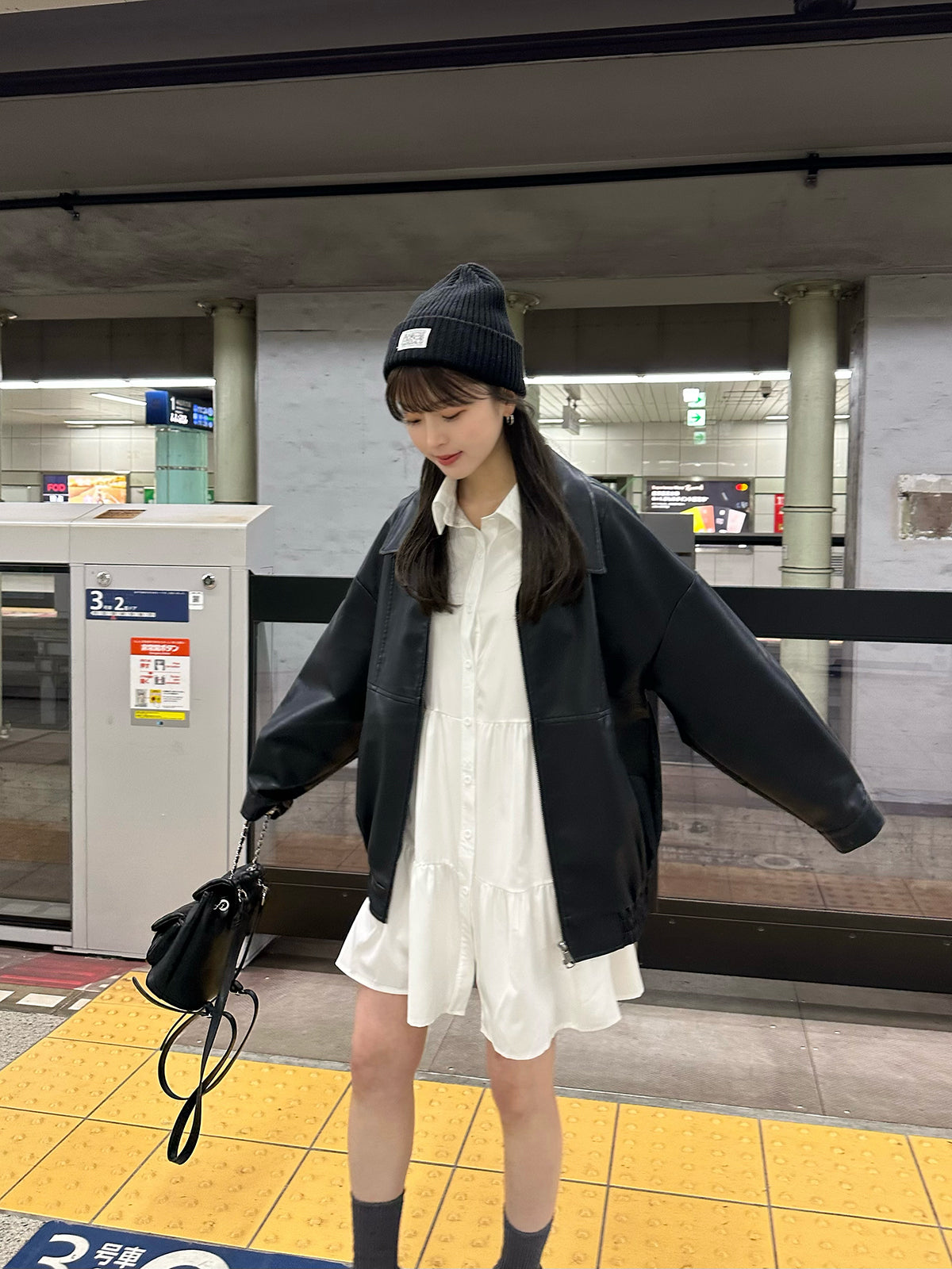 層次襯衫迷你連衣裙