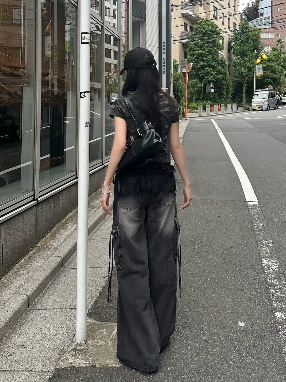ダメージブラックレースセットデニムパンツ