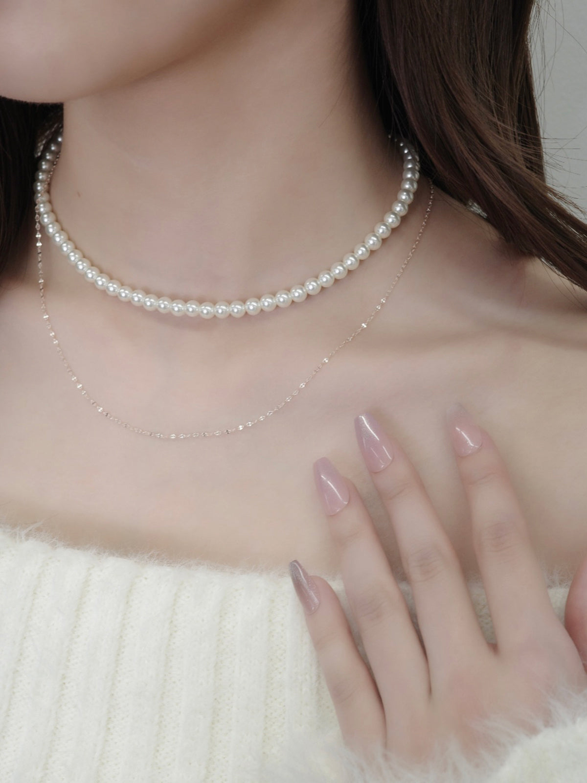 レイヤードパールネックレス