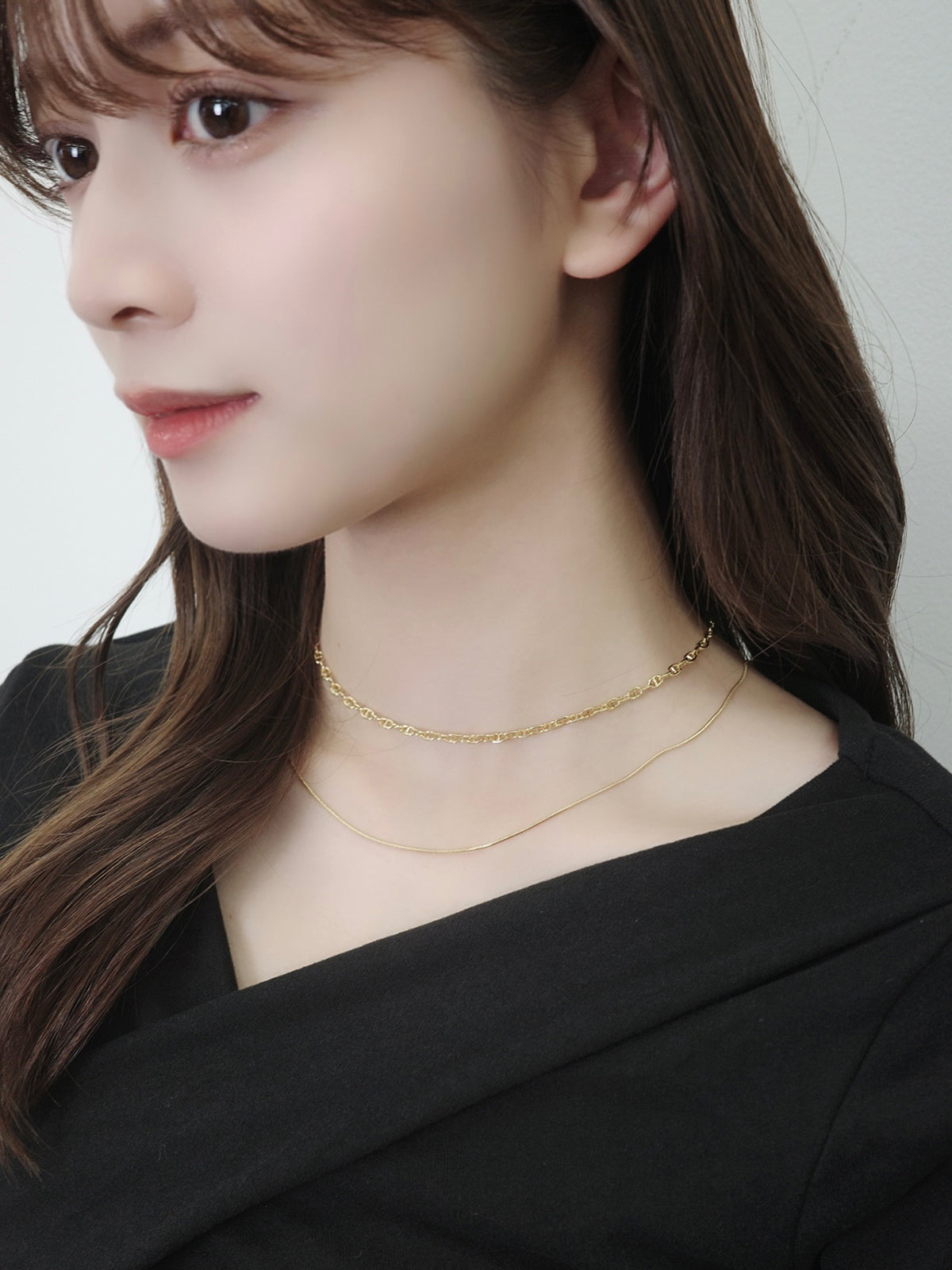 ダブルスネークチェーンネックレス