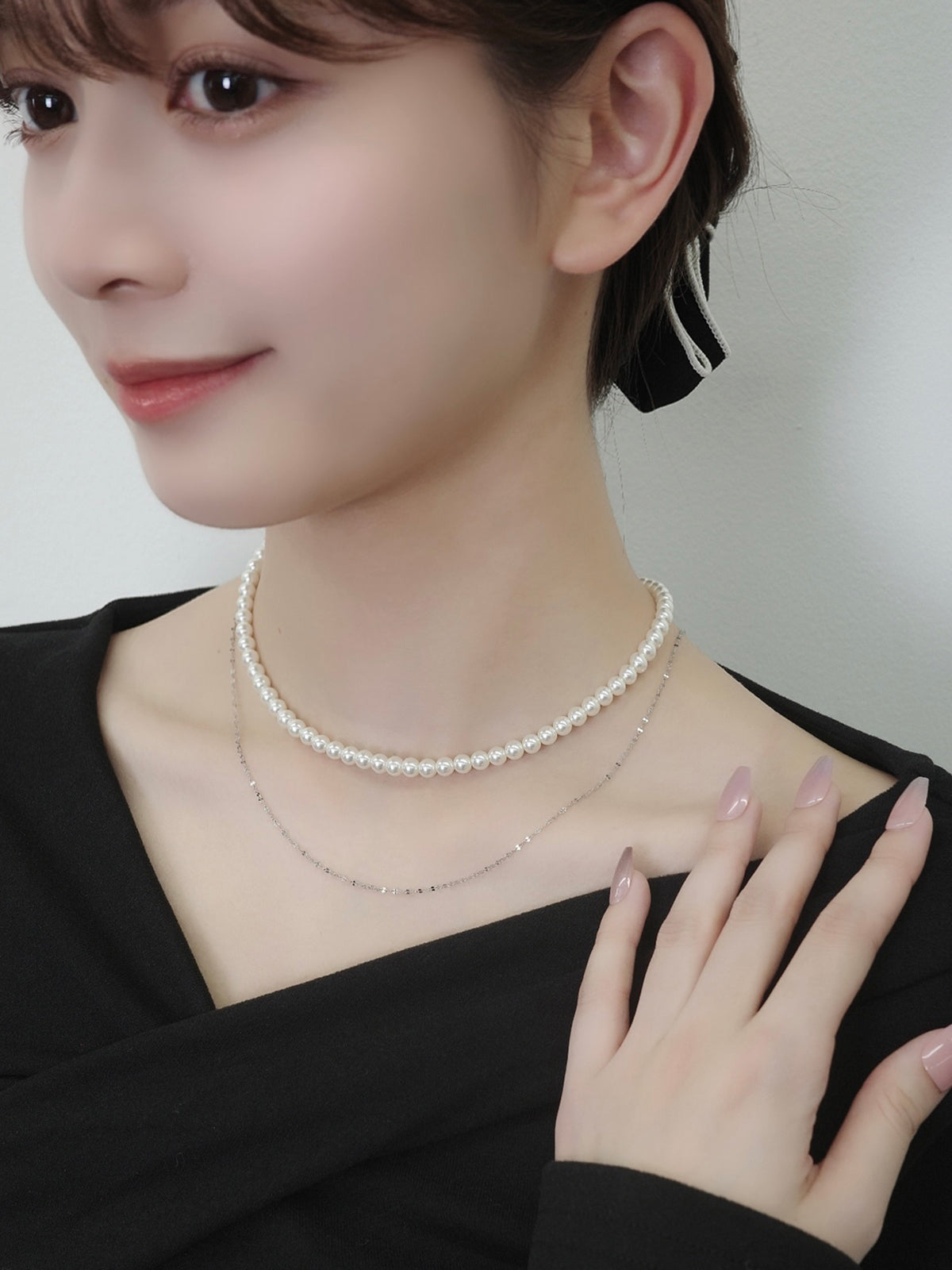 レイヤードパールネックレス
