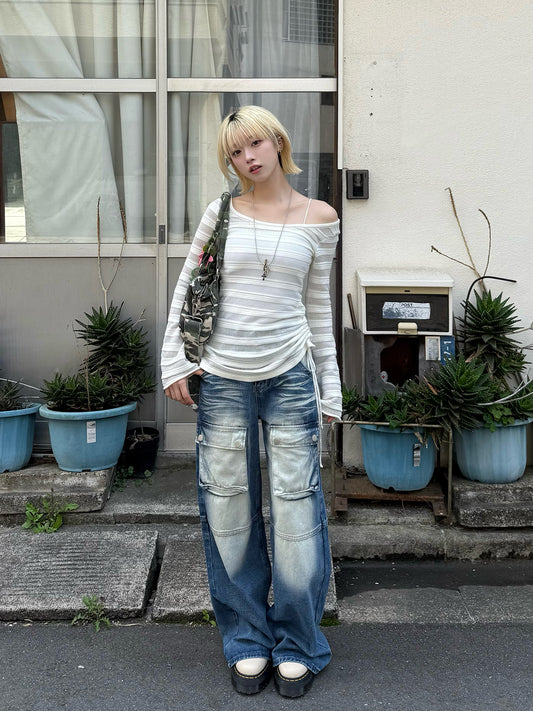 4/17★Photo Blue Wash Pocket Denim Pants