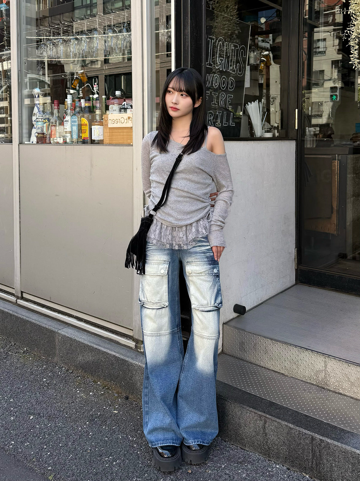 ブルーウォッシュポケットデニムパンツ