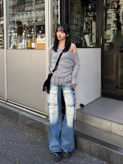 ブルーウォッシュポケットデニムパンツ