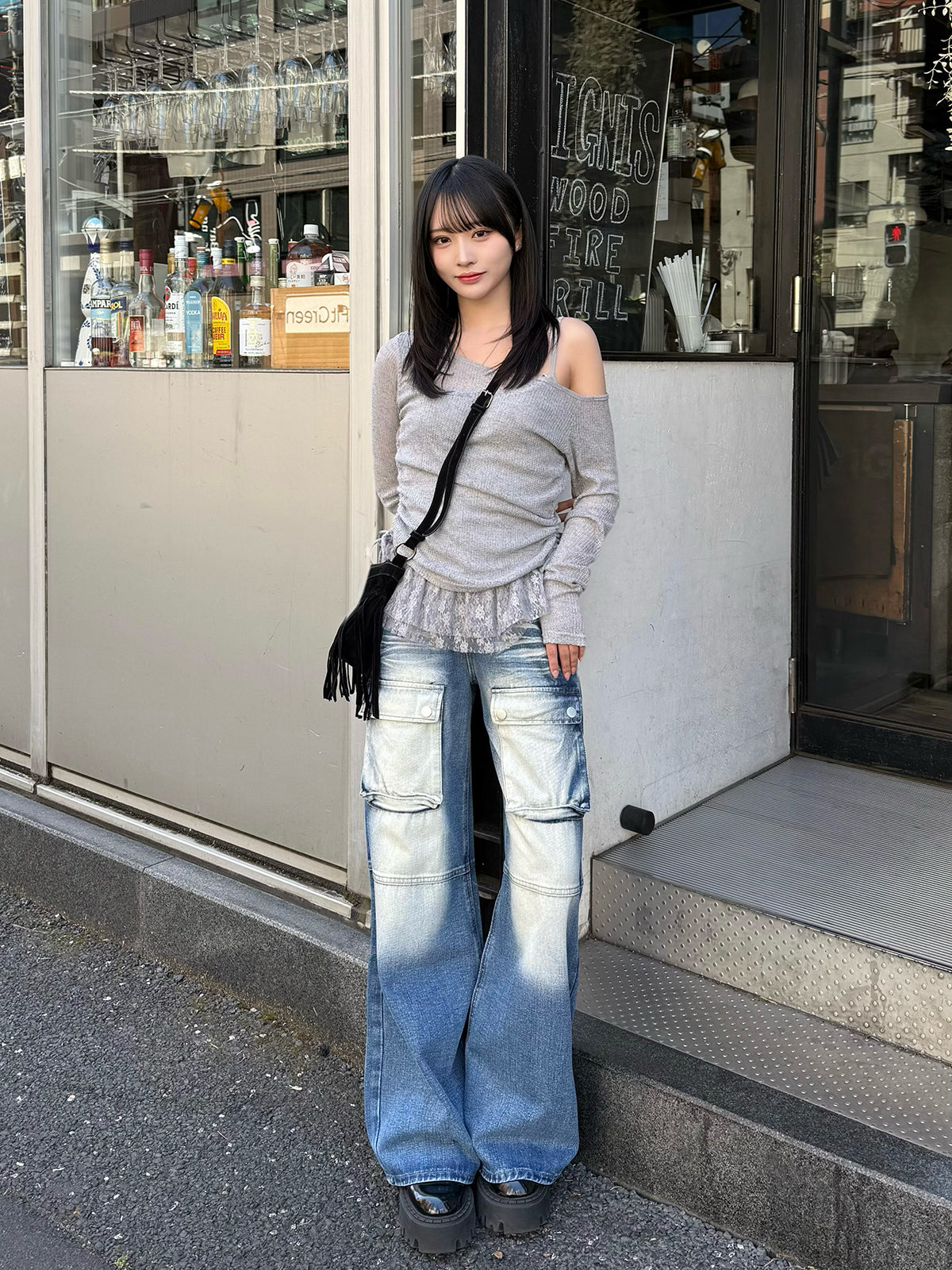 ブルーウォッシュポケットデニムパンツ