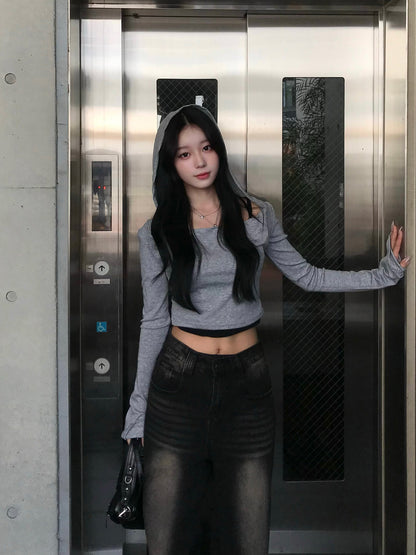 Hoodie Cropped T-Shirt