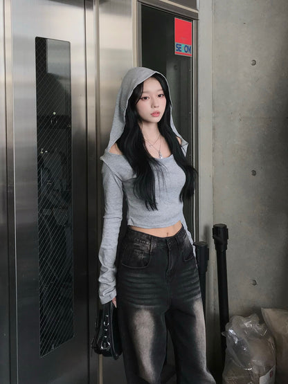 Hoodie Cropped T-Shirt