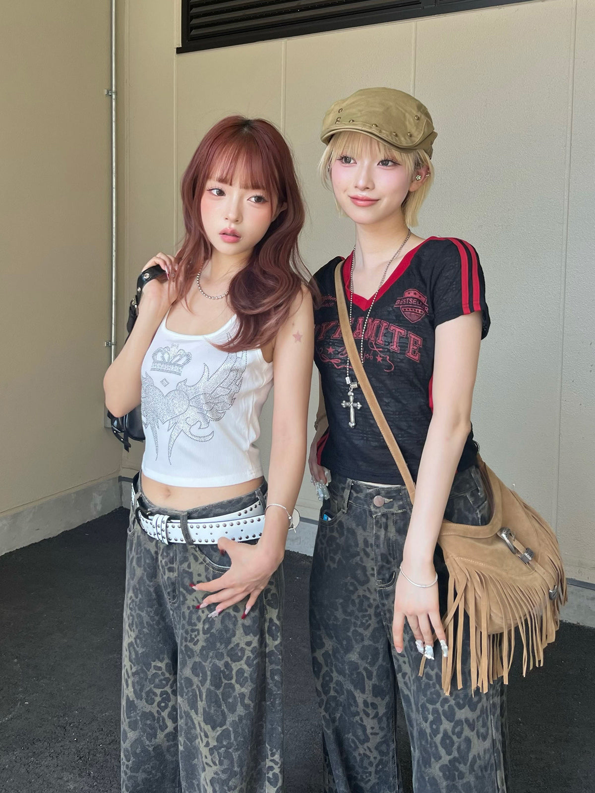 ラインストーンリブタンクトップ