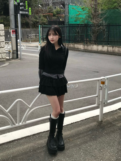 层叠荷叶边卫衣裙