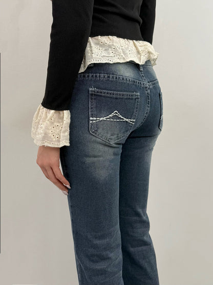 ローライズステッチデニムパンツ