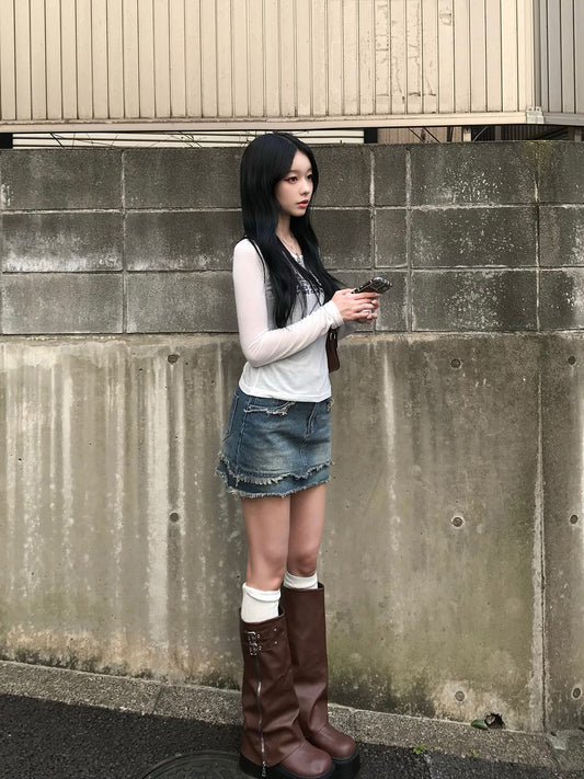 流蘇牛仔迷你裙