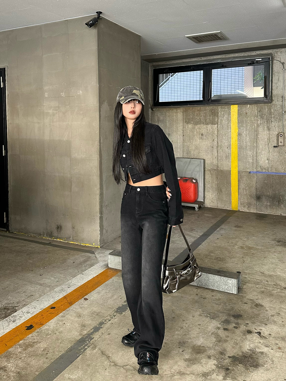 Cropped jacket denim set