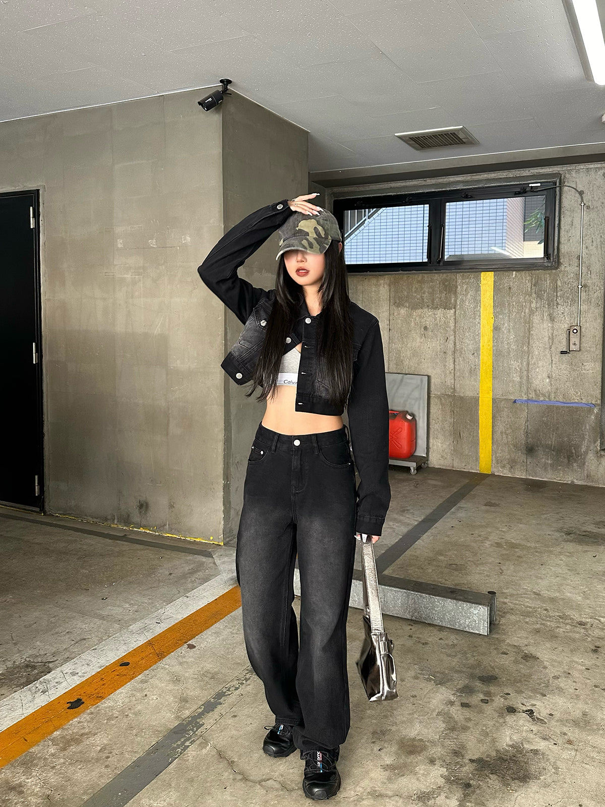 Cropped jacket denim set